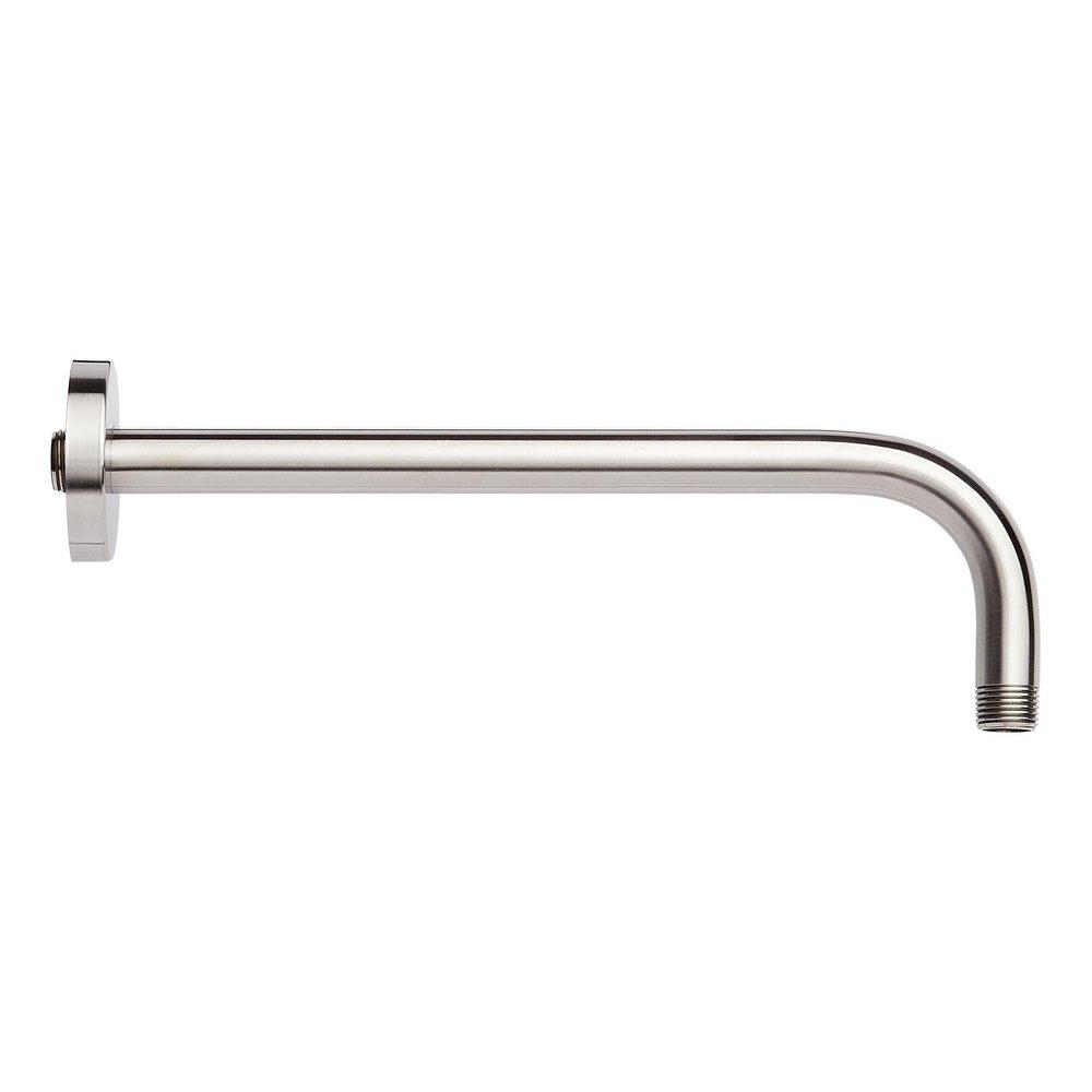 Signature Hardware Brushed Nickel 12 in. Wall Mount Shower Arm for Rainfall Shower with Flange 