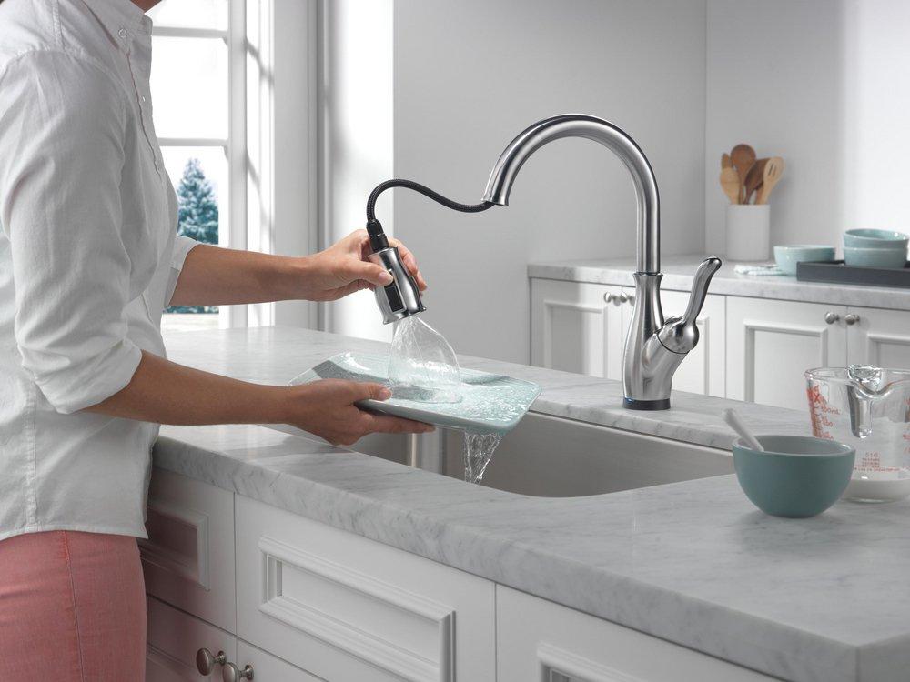 Delta Faucet Arctic Stainless Single Handle Pull Down Touch Activated Kitchen Faucet 