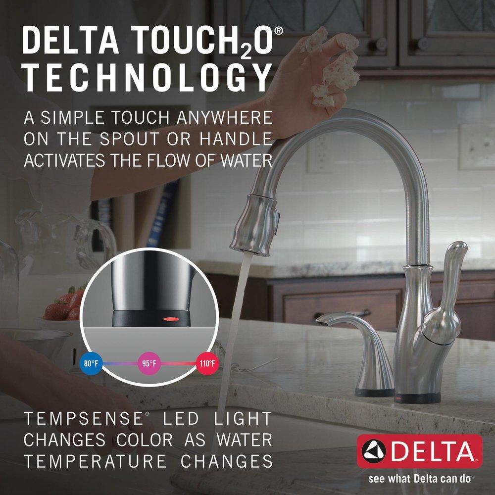 Delta Faucet Arctic Stainless Single Handle Pull Down Touch Activated Kitchen Faucet 