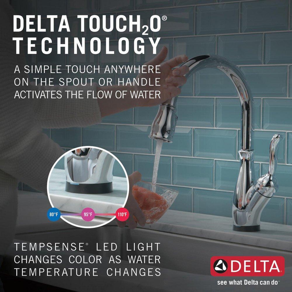 Delta Faucet Chrome Single Handle Pull Down Touch Activated Kitchen Faucet 