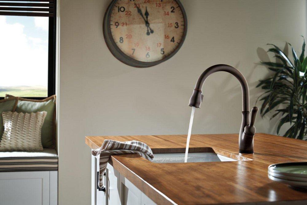 Delta Faucet Venetian Bronze Single Handle Pull Down Touch Activated Kitchen Faucet 