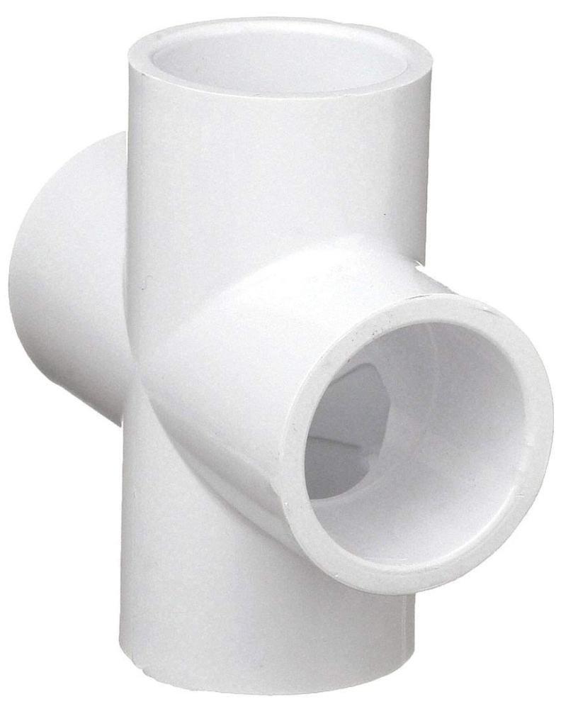 White Socket Straight Schedule 40 PVC Cross 
