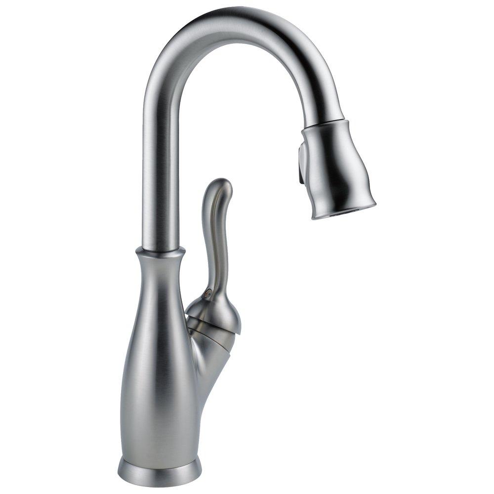 Delta Faucet Arctic Stainless Single Lever Handle Pull Down Bar Faucet with Magnetic Docking 