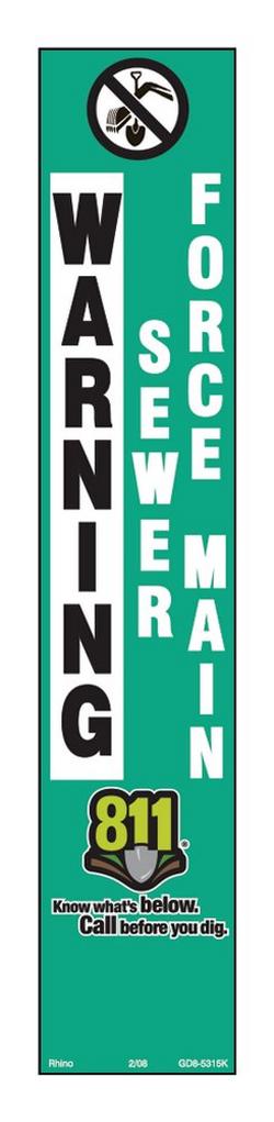 Sewer Force Main Decal in White and Green