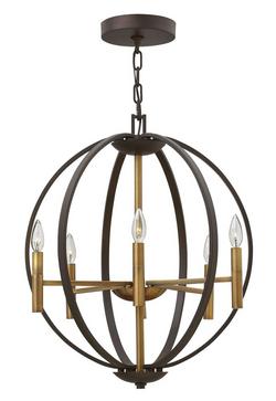 60W 6-Light Chandelier in Spanish Bronze