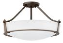 100W 4-Light Semi-Flush Mount Ceiling Light in Olde Bronze with Etched White