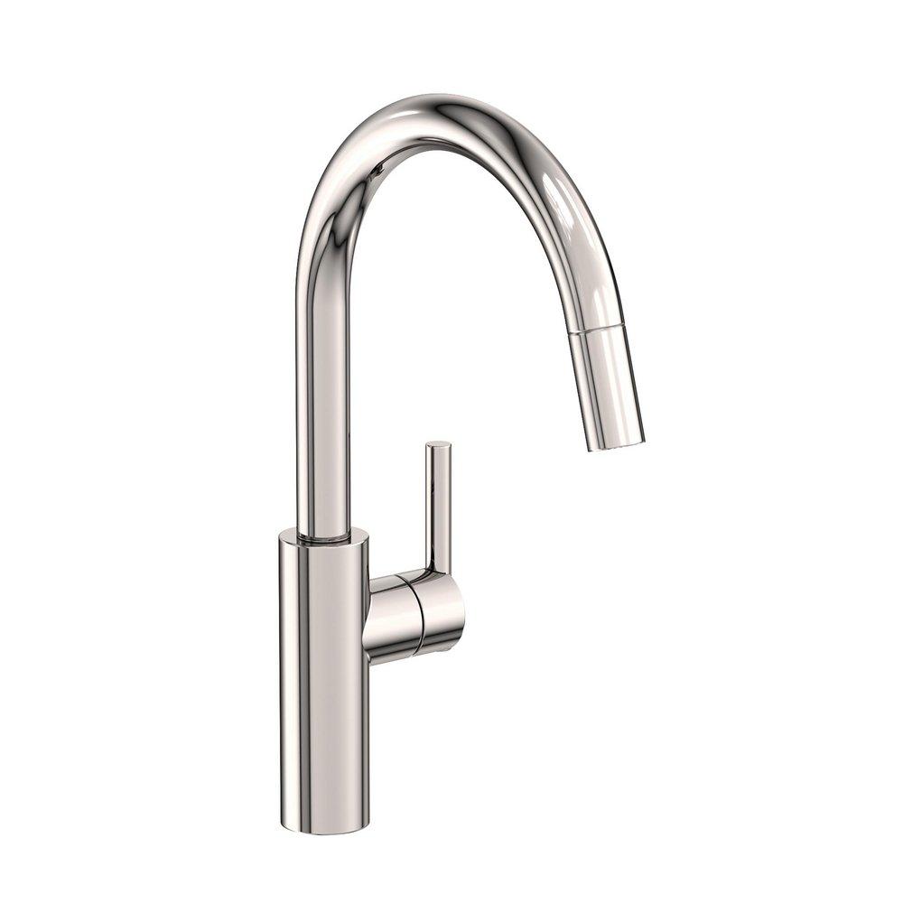 Newport Brass Polished Nickel - Natural Single Handle Pull Down Kitchen Faucet 