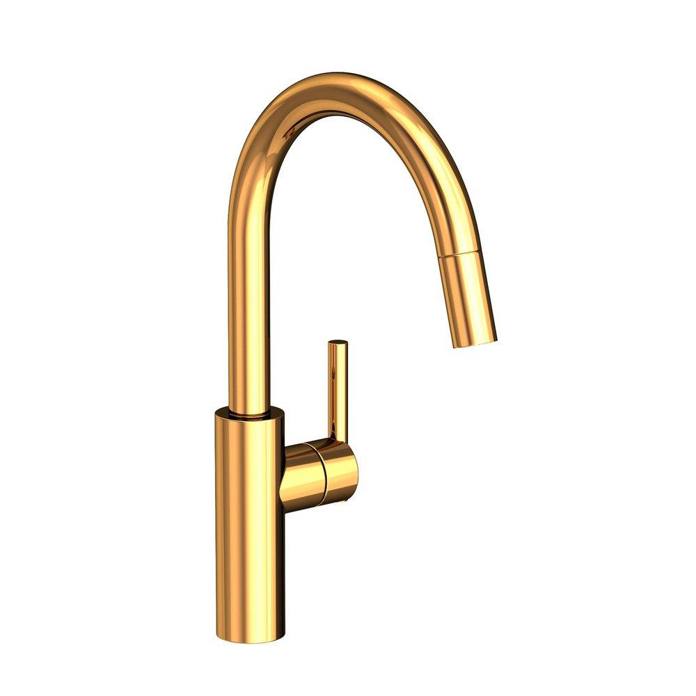 Newport Brass Polished Gold - PVD Single Handle Pull Down Kitchen Faucet 