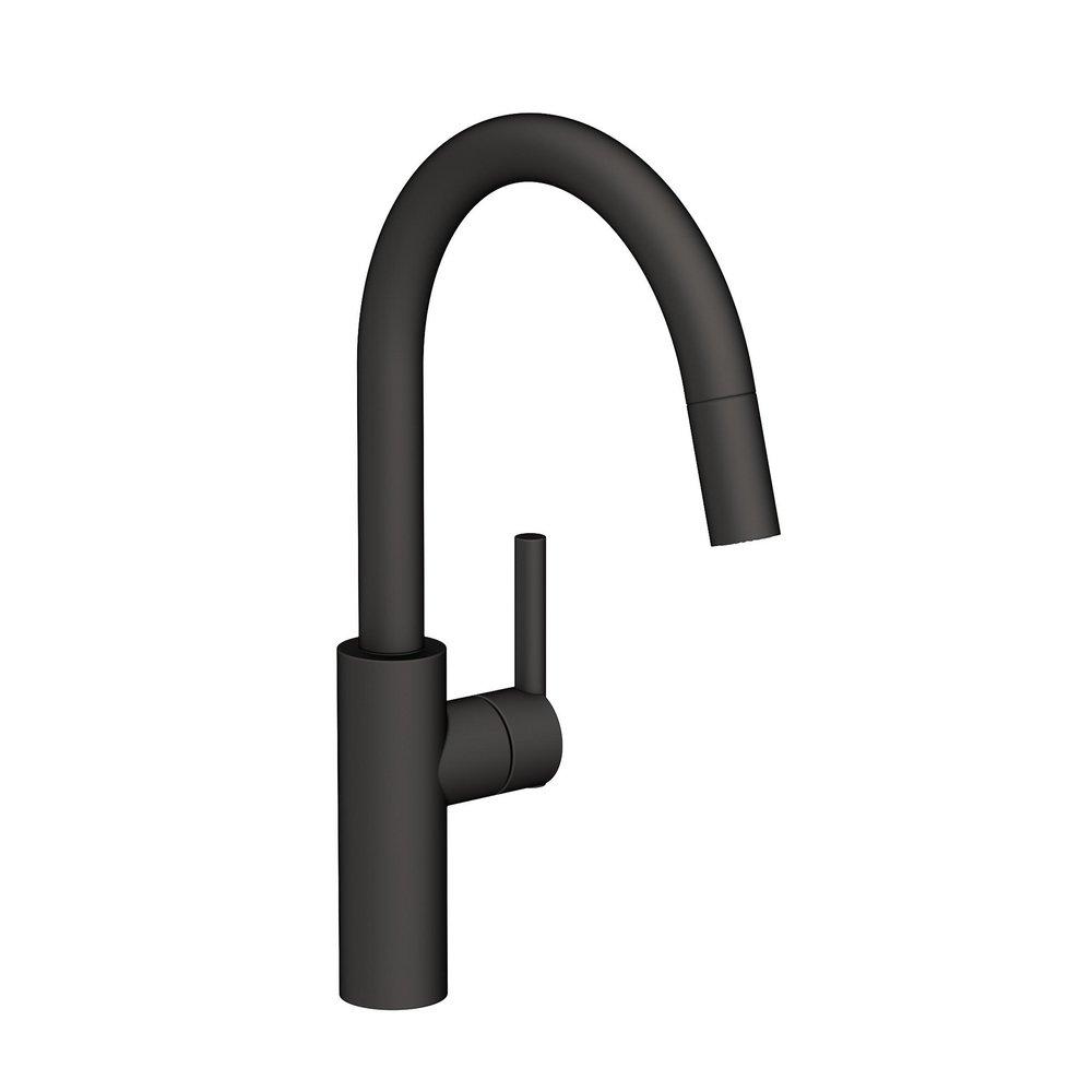 Newport Brass Flat Black Single Handle Pull Down Kitchen Faucet 