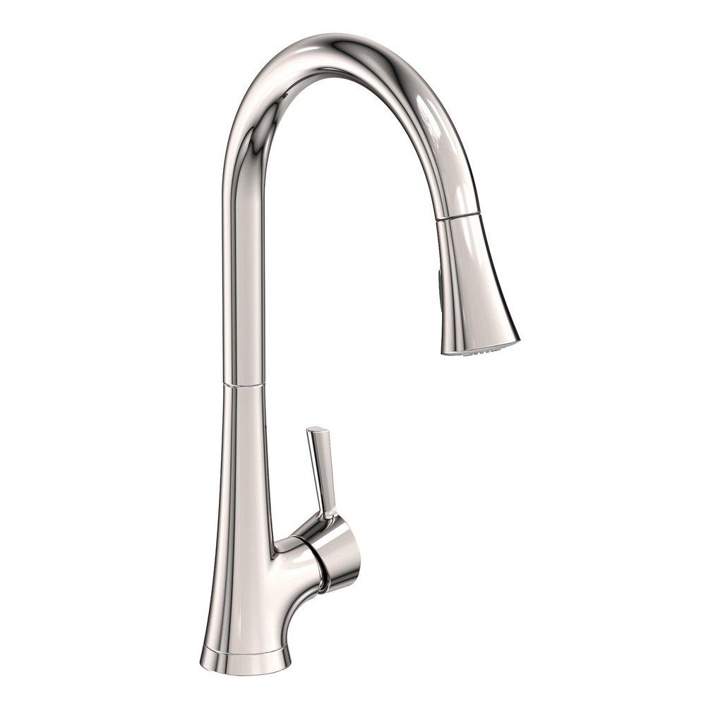 Newport Brass Polished Nickel - Natural Single Handle Pull Down Kitchen Faucet 