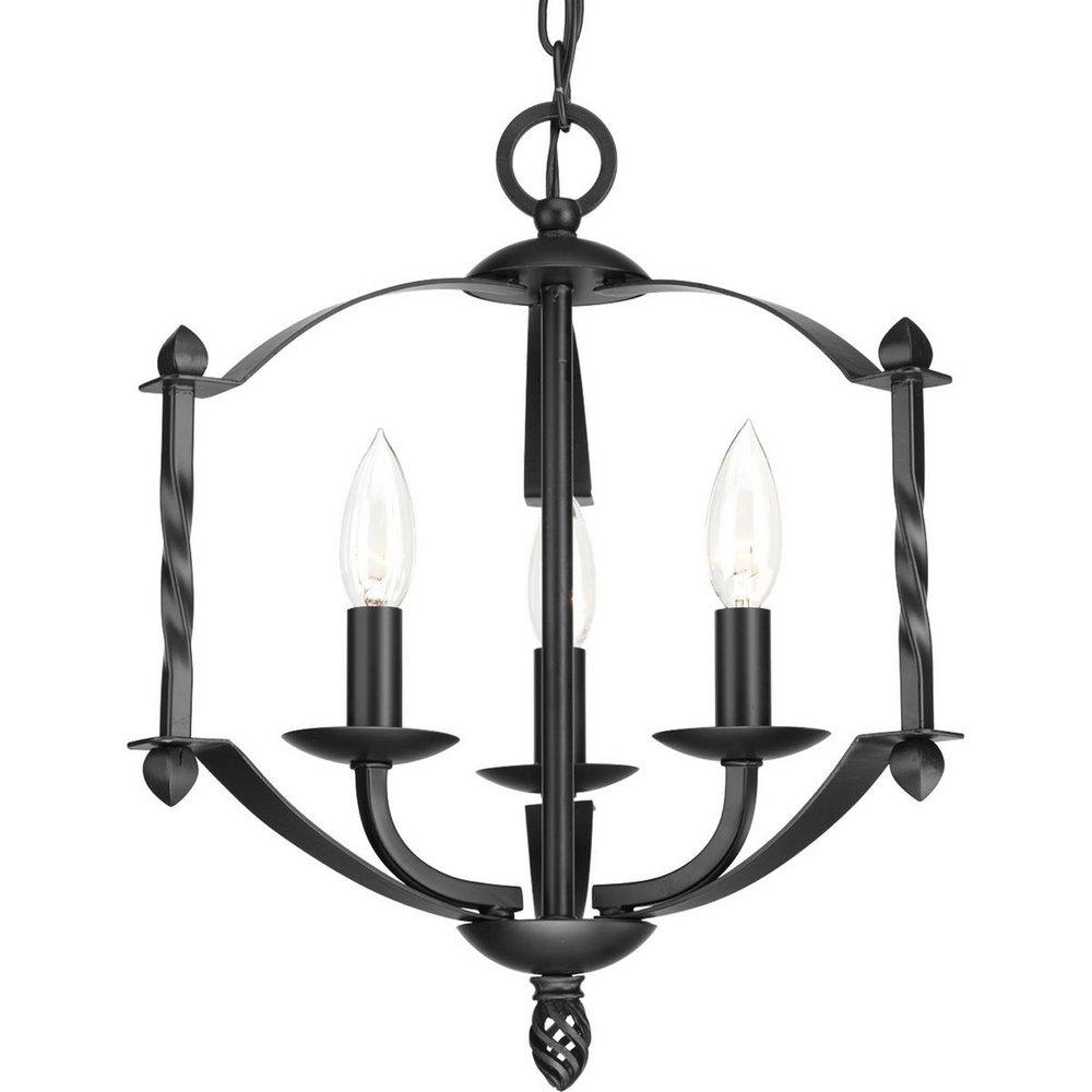 Progress Lighting Matte Black 3-Light 60W Candelabra E-12 Incandescent Chandelier 