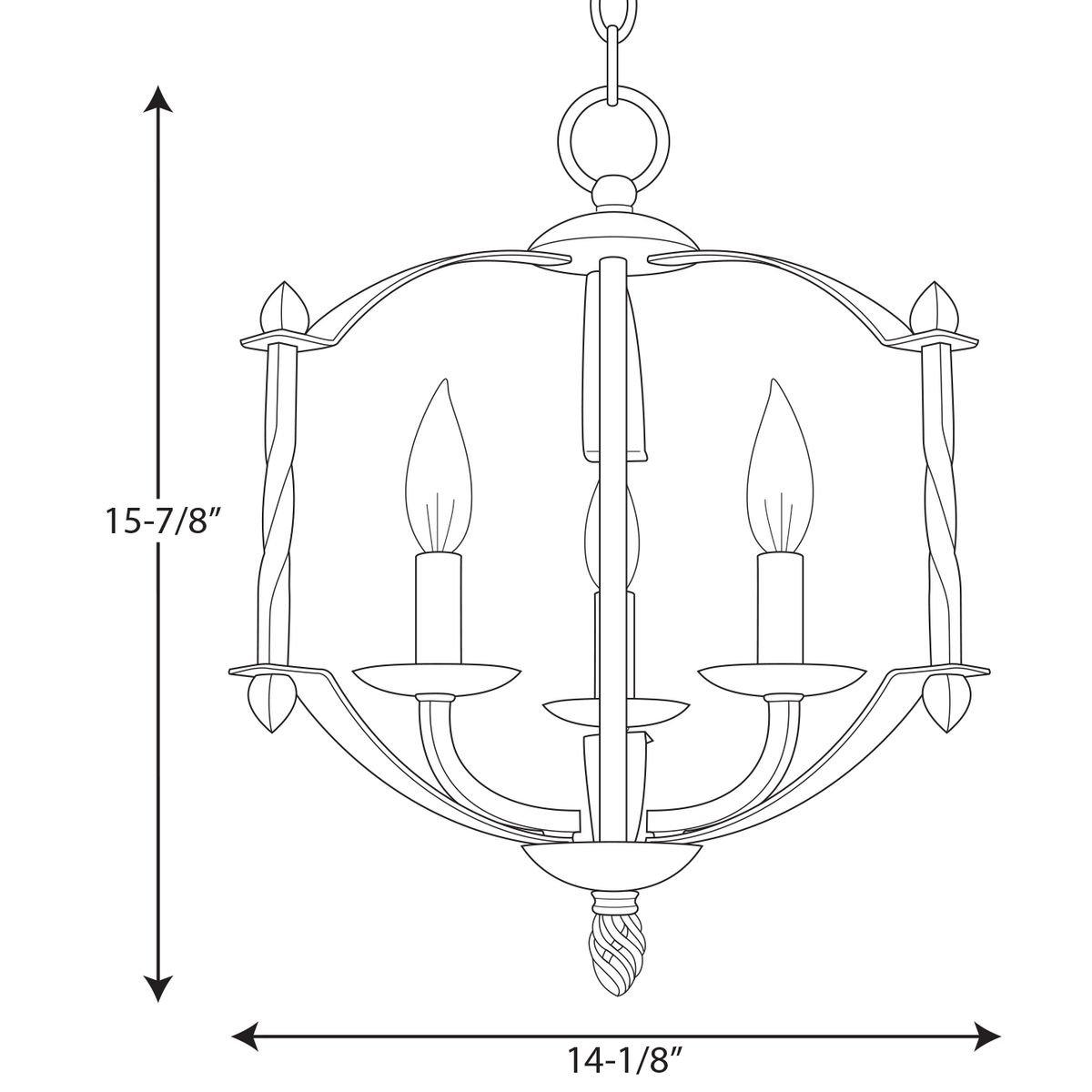 Progress Lighting Matte Black 3-Light 60W Candelabra E-12 Incandescent Chandelier 