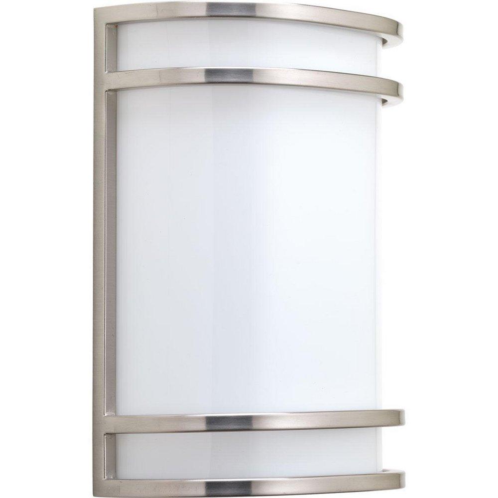 Progress Lighting Brushed Nickel 17W 1-Light Wall Sconce with White Acrylic Glass 