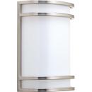 17W 1-Light Wall Sconce with White Acrylic Glass in Brushed Nickel