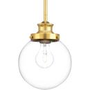 6-7/8 in. 100W 1-Light Incandescent Pendant in Natural Brass