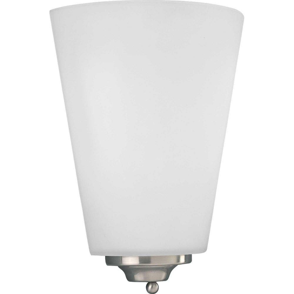 Progress Lighting Brushed Nickel 17W 1-Light Wall Sconce with Etched Opal Glass 