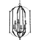 Progress Lighting Black 18-1/8 in. 60W 6-Light Candelabra E-12 Incandescent Chandelier 