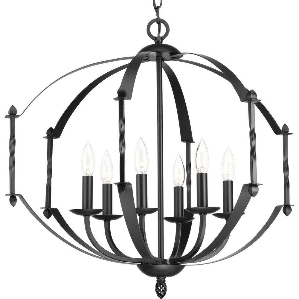 Progress Lighting Matte Black 23-5/8 in. 6-Light Chandelier 