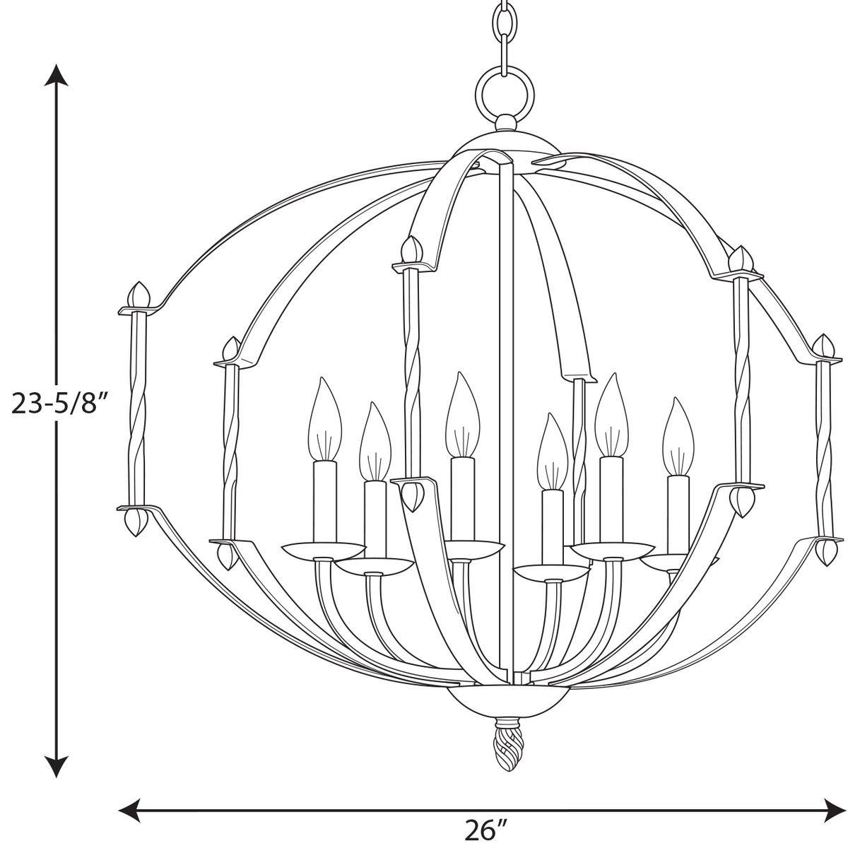 Progress Lighting Matte Black 23-5/8 in. 6-Light Chandelier 