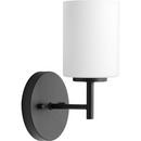 100W 1-Light Wall Bracket with Etched Outside Painted White Inside Glass in Black