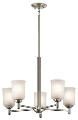 100W 5-Light Medium Incandescent Chandelier in Brushed Nickel