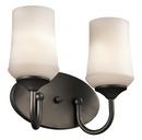 13 x 10-3/4 in. 200W 2-Light Medium E-26 Incandescent Vanity Fixture with Satin Etched Cased Opal Glass in Olde Bronze