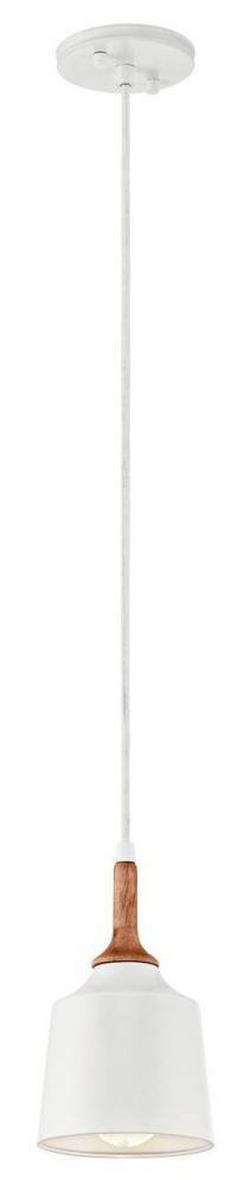 100W 1-Light Incandescent Mini Pendant in White