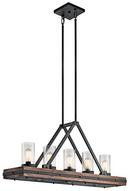 100W 5-Light Linear Chandelier in Auburn Stained