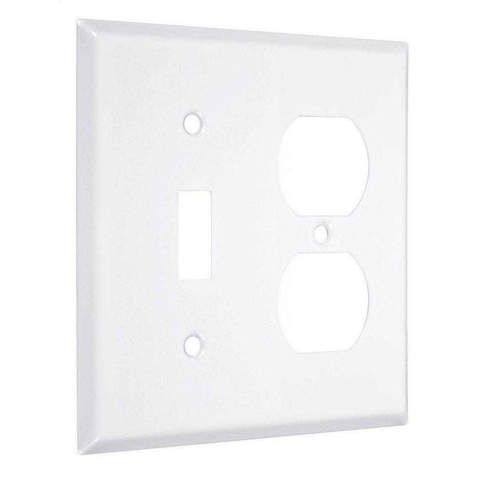TayMac White Smooth 2-Gang Toggle and Duplex Standard Metal Wall Plate 
