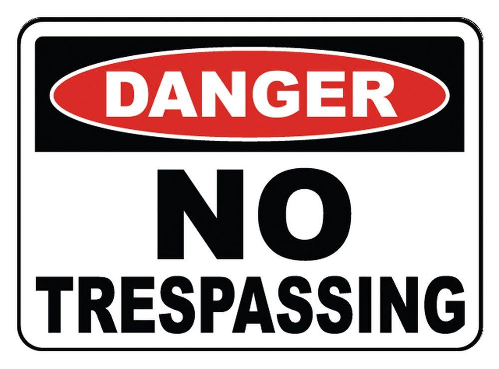 Accuform Signs White 14 x 10 in. Adhesive Sign - DANGER NO TRESPASSING 