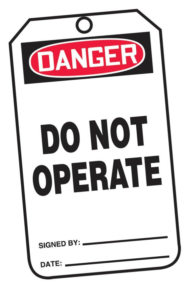 White Safety TAG DNGR DO NOT OPERATE 25 Pack 
