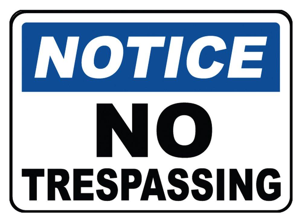 Accuform Signs White 14 x 10 in. Sign - NOTICE NO TRESPASSING 