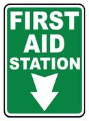 14 x 10 in. Adhesive Vinyl Sign - FIRST AID STATION