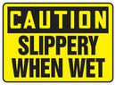 14 x 10 in. Aluminum Sign - CAUTION SLIPPERY WHEN WET