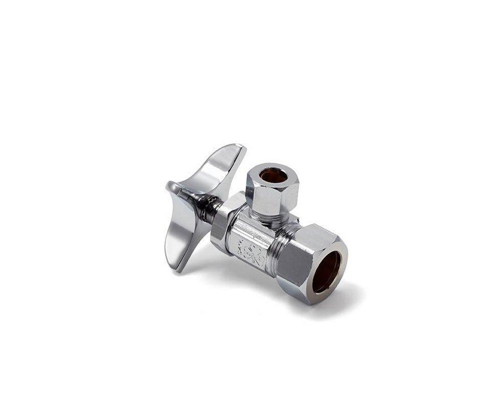 McGuire Manufacturing Chrome Plated OD Tube Cross Angle Supply Stop Valve in Chrome Plated 
