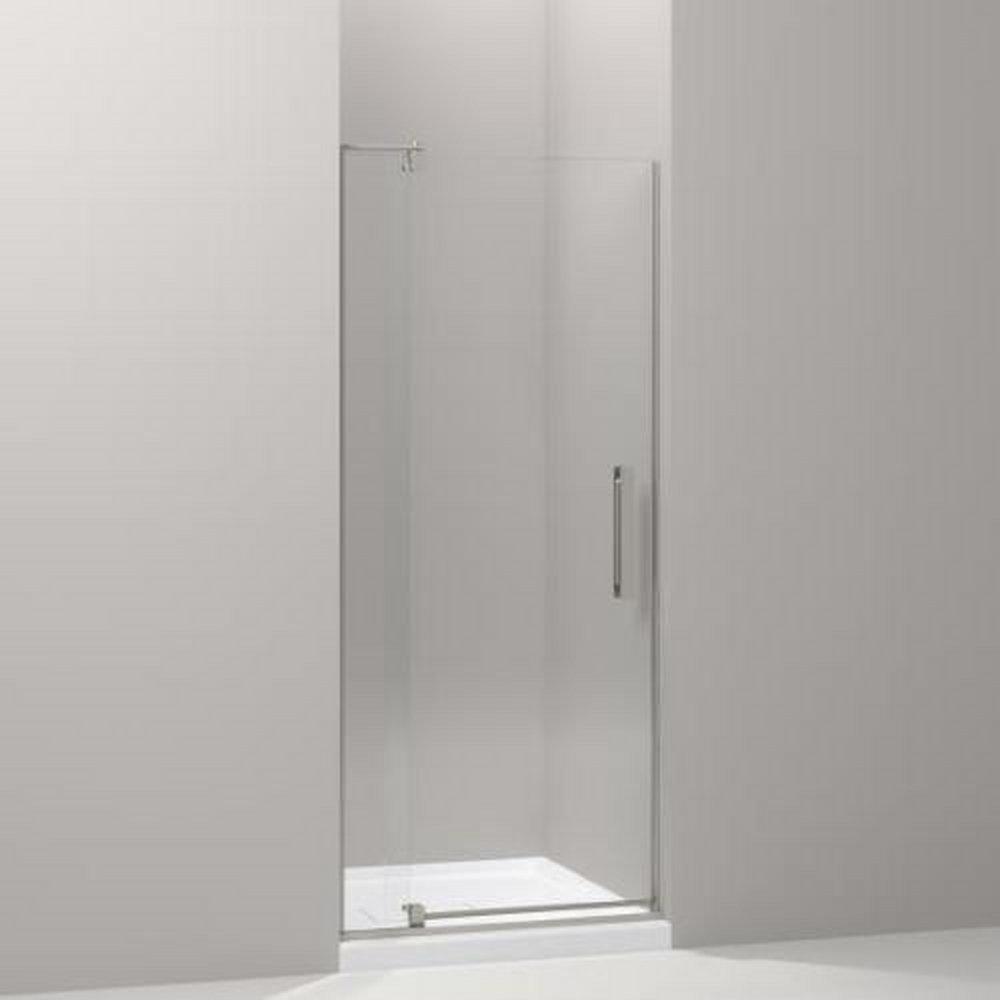 KOHLER Anodized Brushed Nickel 31-1/8 in. Pivot Shower Door with Sliding Clear, CleanCoat&reg; and Tempered Glass 