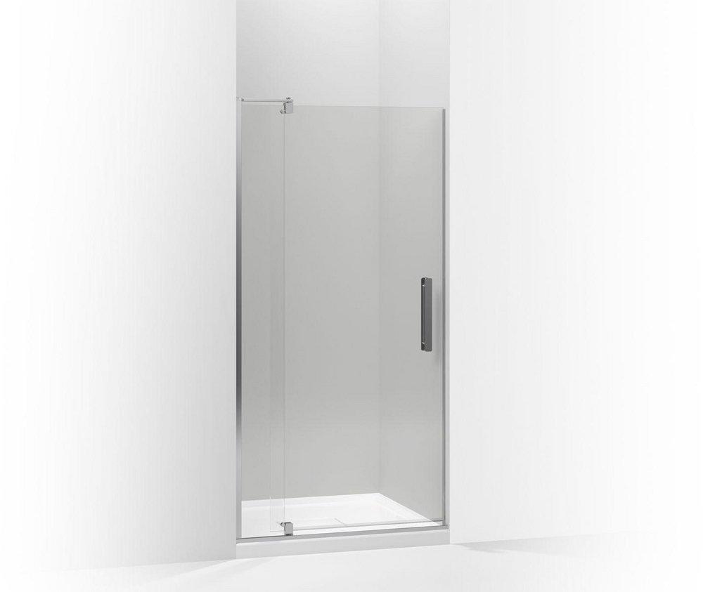 KOHLER Bright Polished Silver 74 x 36 in. Pivot Shower Door with 5/16 in. Crystal Clear Glass 