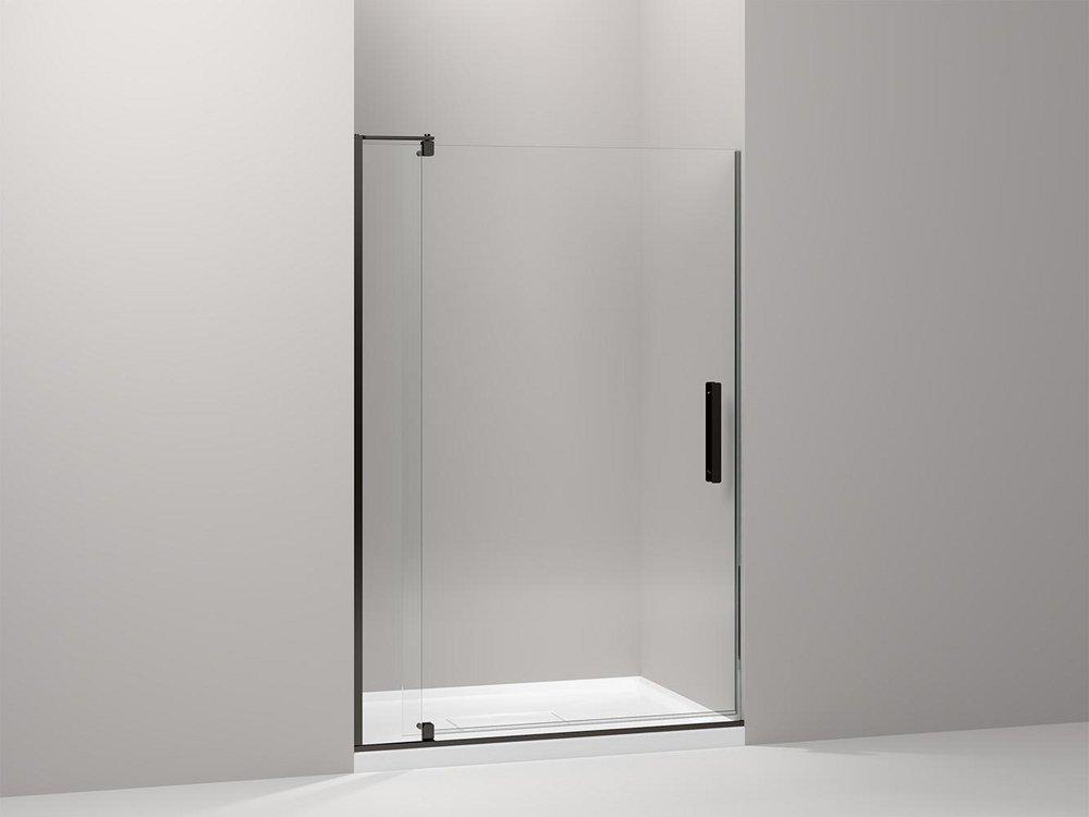 KOHLER Anodized Dark Bronze Pivot Glass Shower Door 