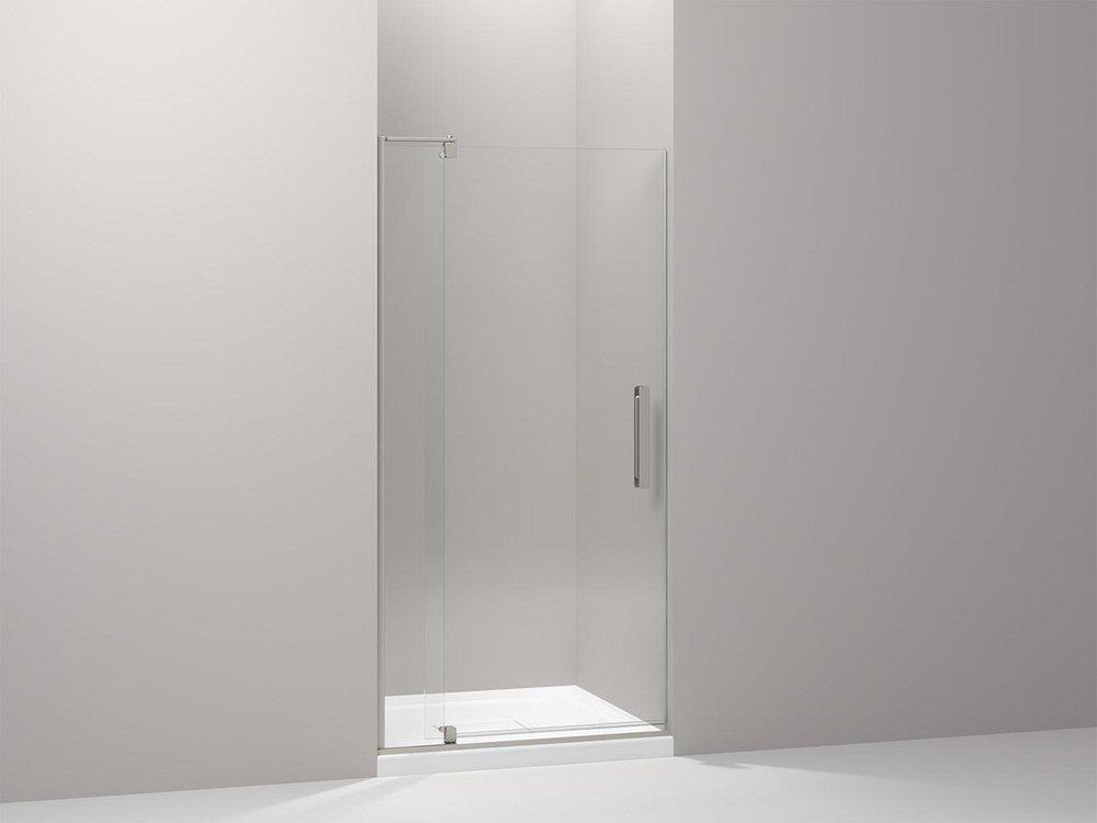KOHLER Anodized Brushed Nickel 70 in. Clear Pivot Shower Door 