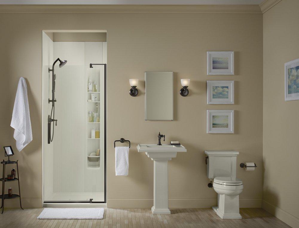 KOHLER Anodized Dark Bronze 74 x 36 in. Pivot Shower Door with 5/16 in. Crystal Clear Glass 