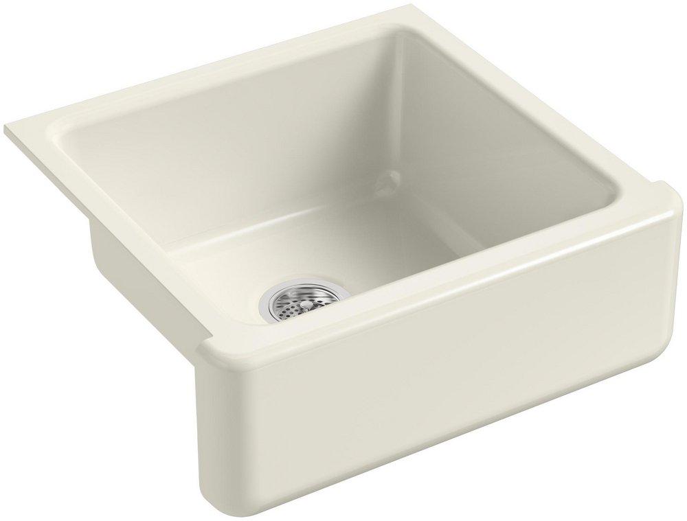 KOHLER Biscuit 23-1/2 x 21-9/16 in. Cast Iron Single Bowl Farmhouse Kitchen Sink 
