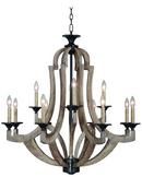34-1/2 in. 12-Light Candelabra E-12 Base Chandelier in Weathered Pine and Bronze