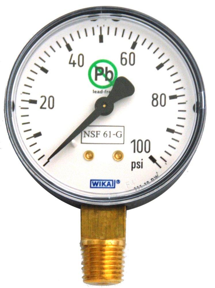 WIKA Black 2-1/2 x 1/4 in. Lower Mount Pressure Gauge 