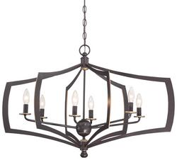 34 in. 6-Light Candelabra E-12 Base Chandelier in Downton Bronze and Gold