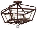 60W 4-Light Semi-Flushmount Ceiling Fixture in Dark Rubbed Sienna and Aged Silver