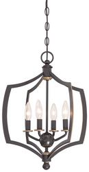 16 in. 4-Light Candelabra E-12 Base Chandelier in Downton Bronze and Gold