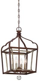 23 in. 4-Light Foyer Pendant in Dark Rubbed Sienna and Aged Silver