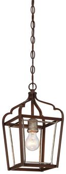 100W 1-Light Mini Pendant in Dark Rubbed Sienna with Aged Silver