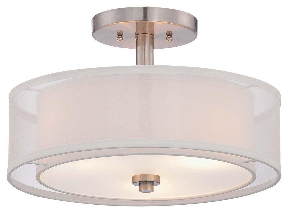 Minka Lavery Brushed Nickel 10 in. 1-Light Semi-Flushmount Ceiling Fixture 