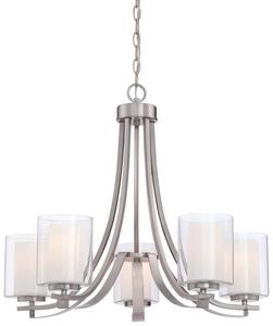 5-Light Chandelier Light Fixture in Brushed Nickel